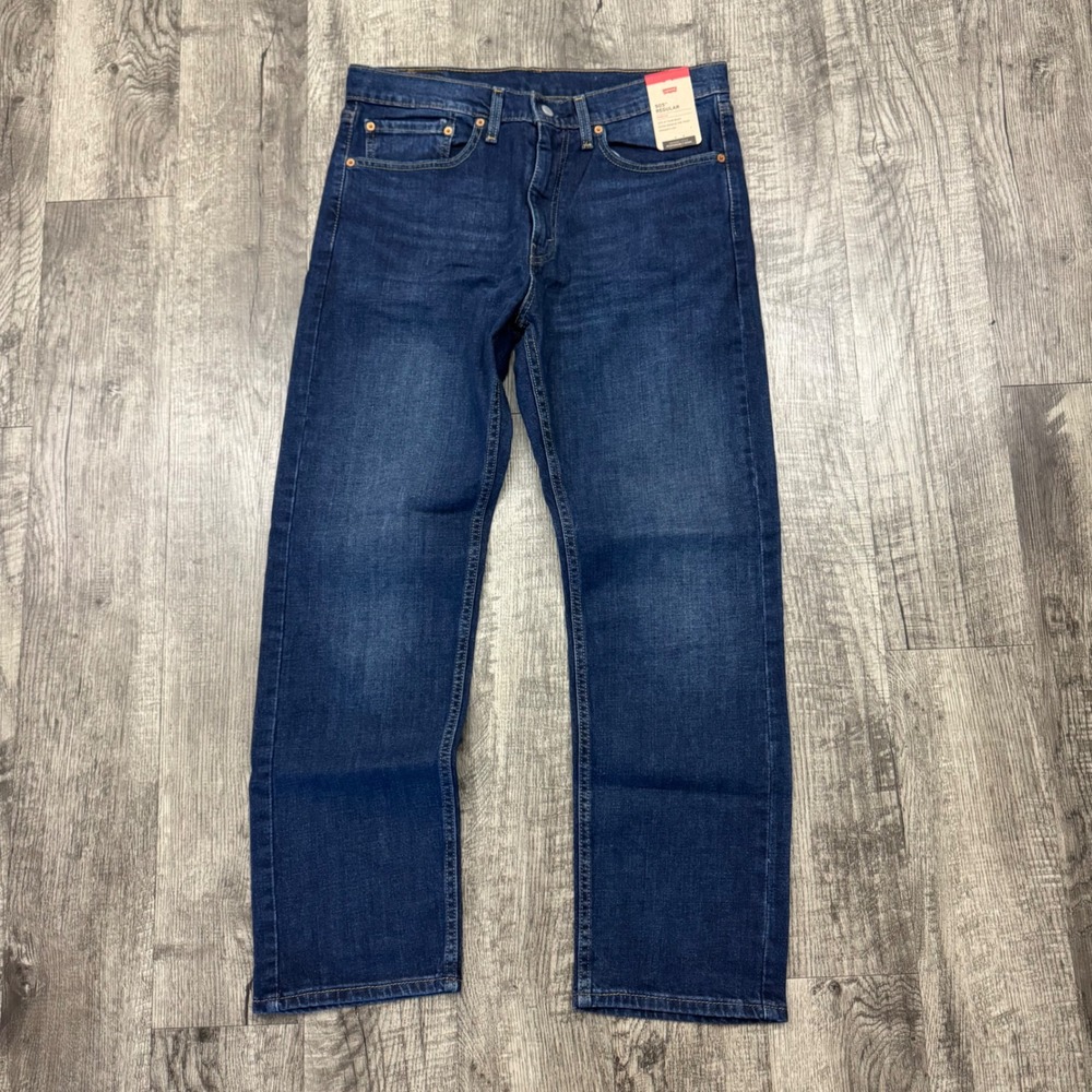 NEW Levi's 505 Mens Regular Fit Stretch Jeans Blue Denim Straight Leg Sz 34x3 - Picture 2 of 8